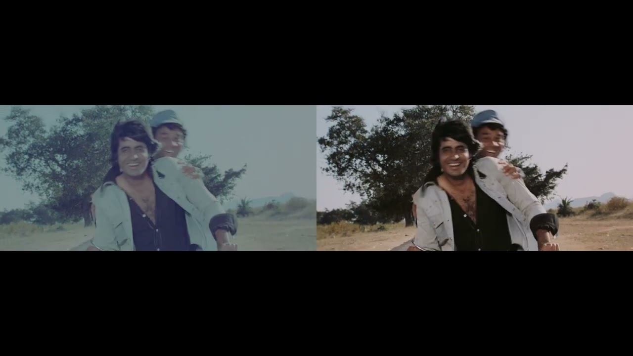 Sholay before and after restoration