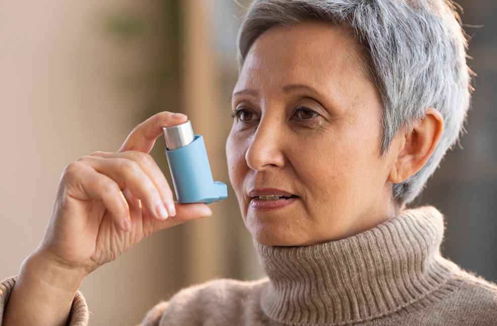 Asthma patient with inhaler