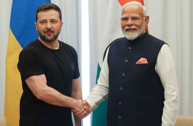 Narendra Modi with Volodymyr Zelenskyy _ India-Europe economic corridor