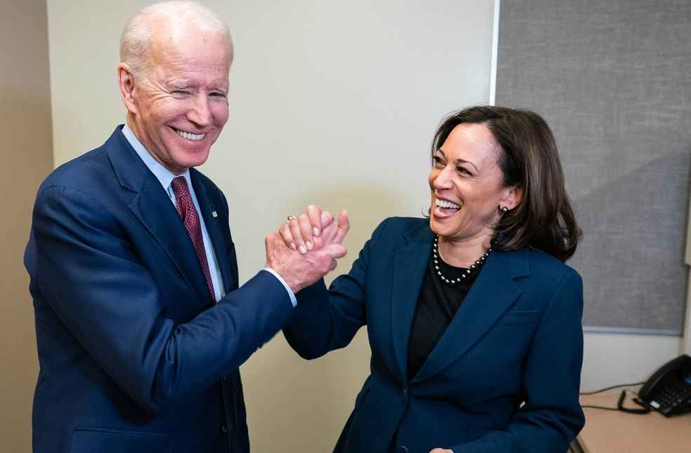 Biden and Harris before the final address