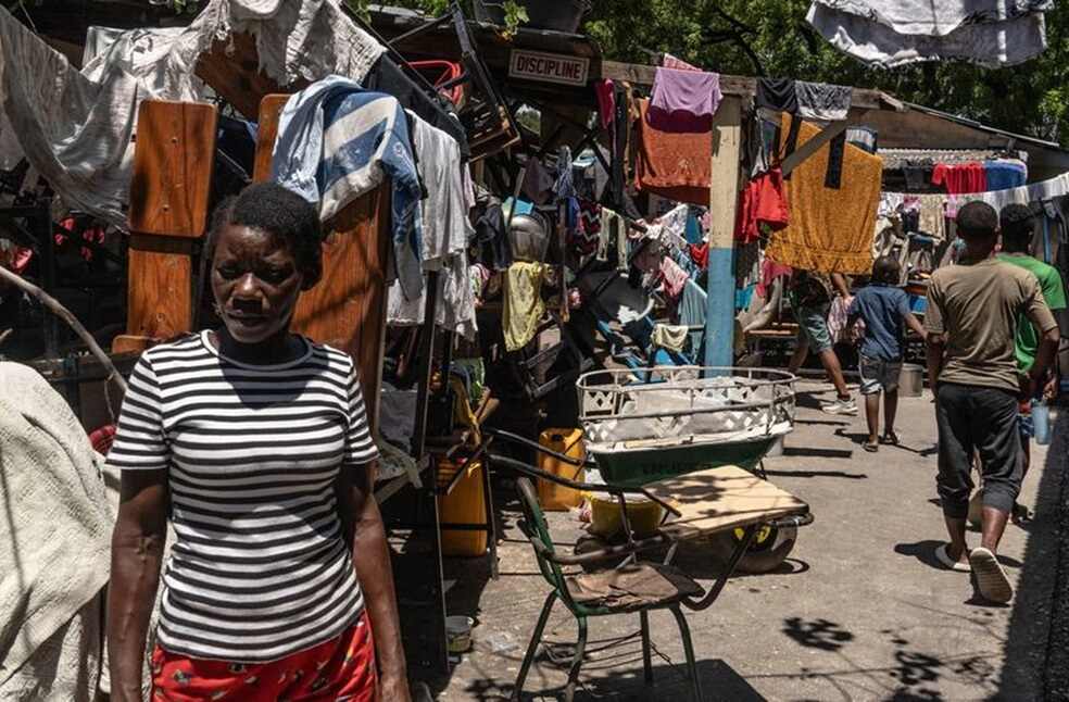 Displaced women and children are now living in a school in Port-au-Prince