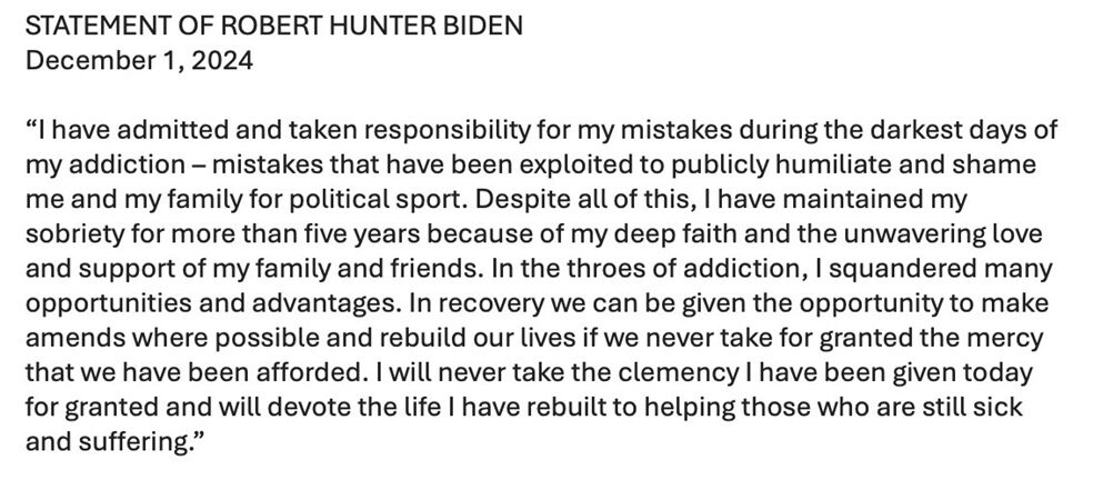 statement from Hunter