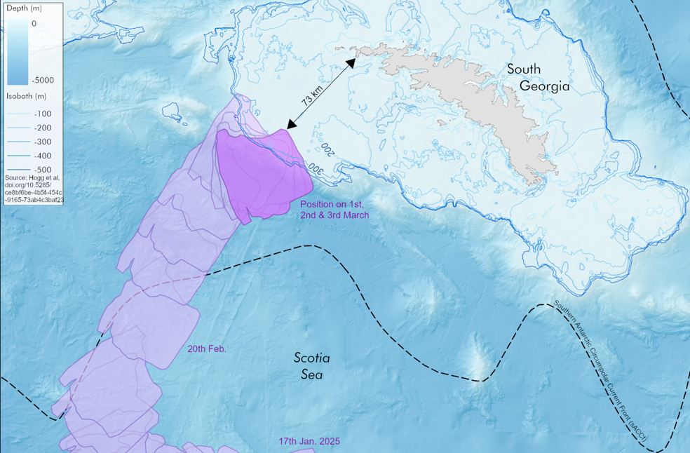 Giant Iceberg A23a runs aground _Image from_BAS