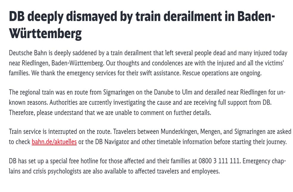 Germany train derailment kills 3 _Image Via_DB