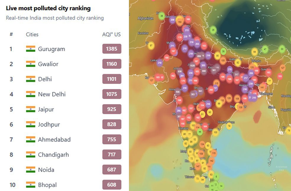 Diwali fireworks worsen Delhi air quality-Image from-X-IQAir