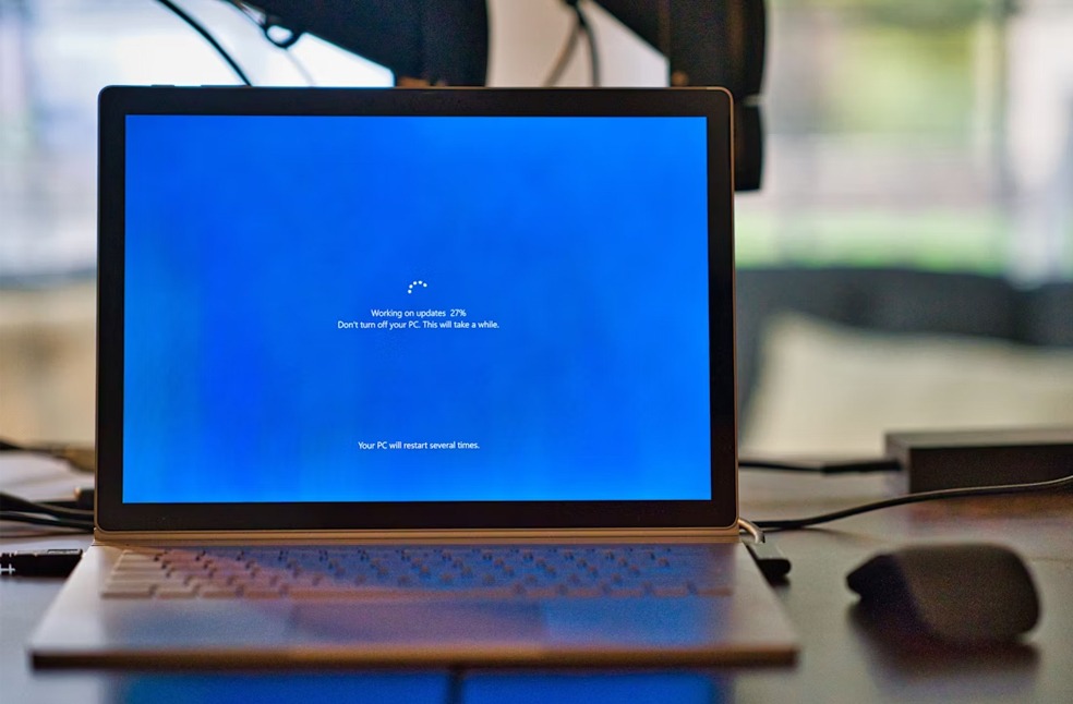 A Microsoft Surface book updating it's operating system software.