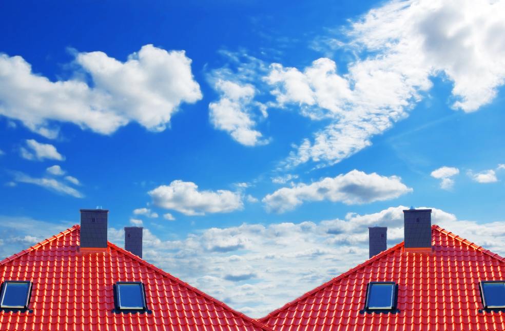 Red roof with clouds