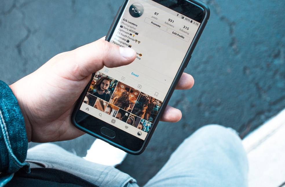 Person looking at Social Media