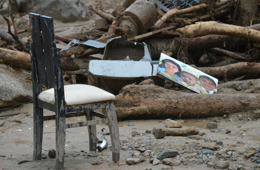 Broken Chair and Rubble after landslide
