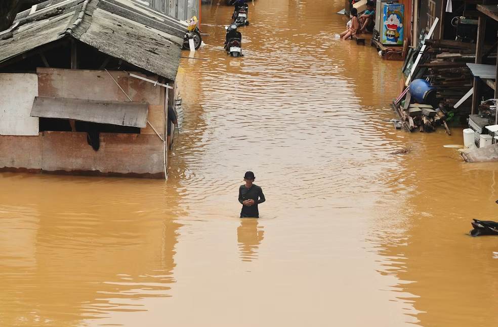 Flood is seen after the bad weather happened around Indonesia