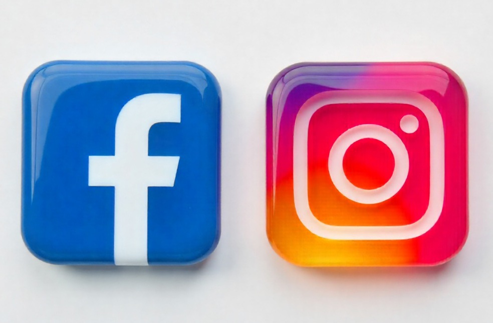 Facebook and Instagram logos on a white background