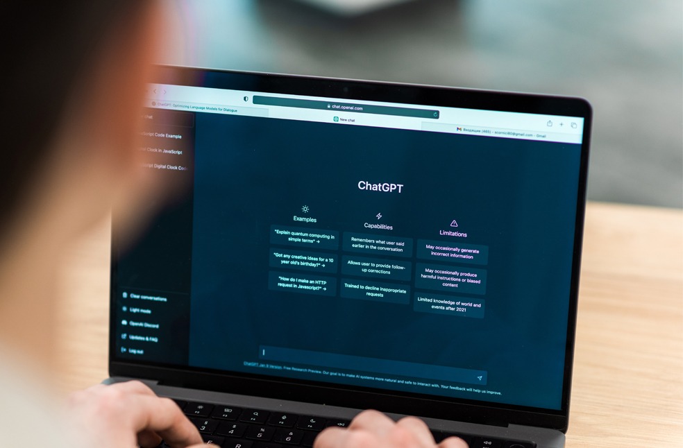 Open AI chat on a laptop