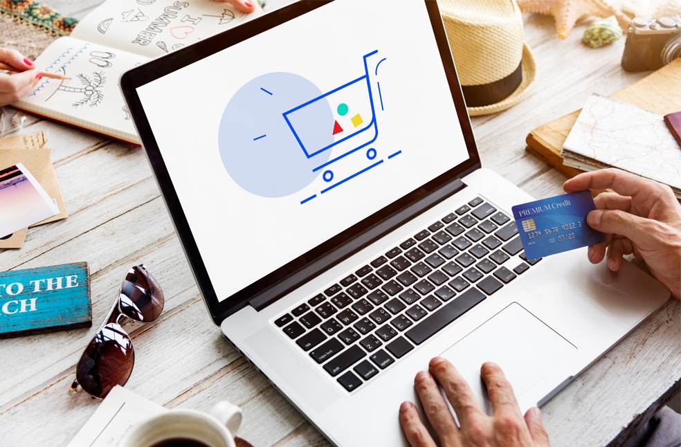 Showing cart trolley shopping online sign graphic