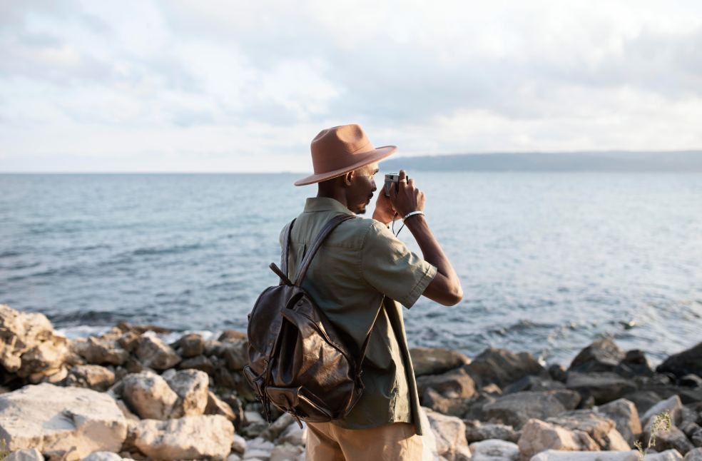Solo traveller taking photo
