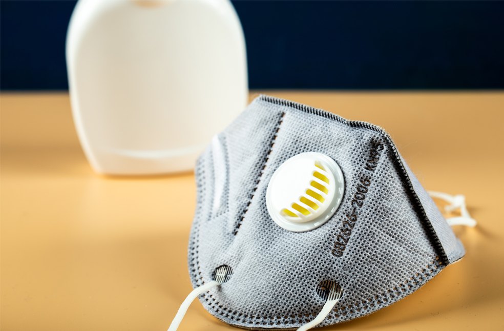 A respiratory mask on a table