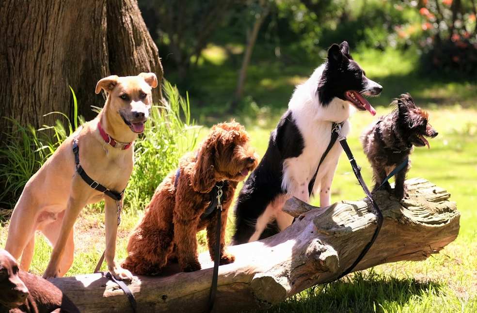 Dogs sitting