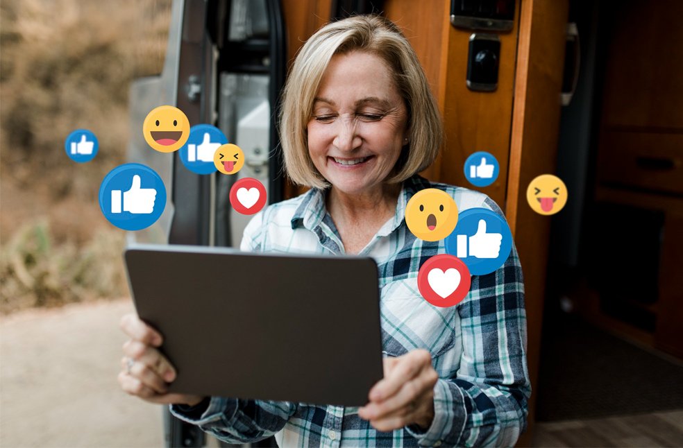 Senior woman enjoying social media