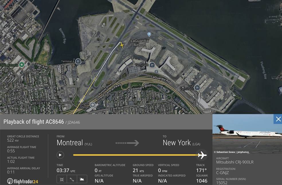 LaGuardia shuts down-Image Via-X-FlightRadar