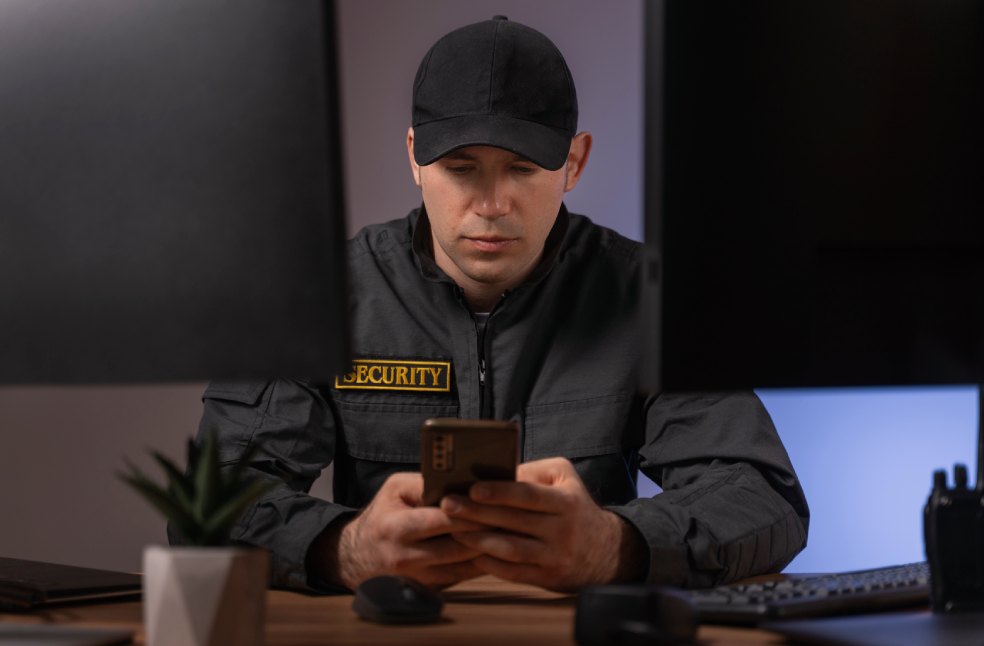 Portrait of male security guard with uniform