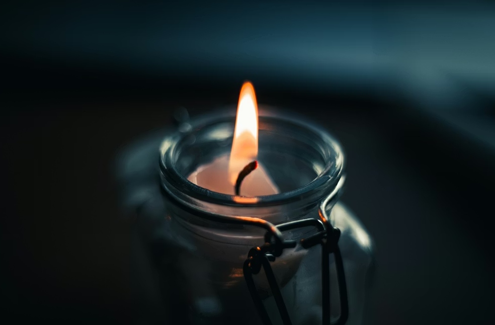 Candle light during power blackout