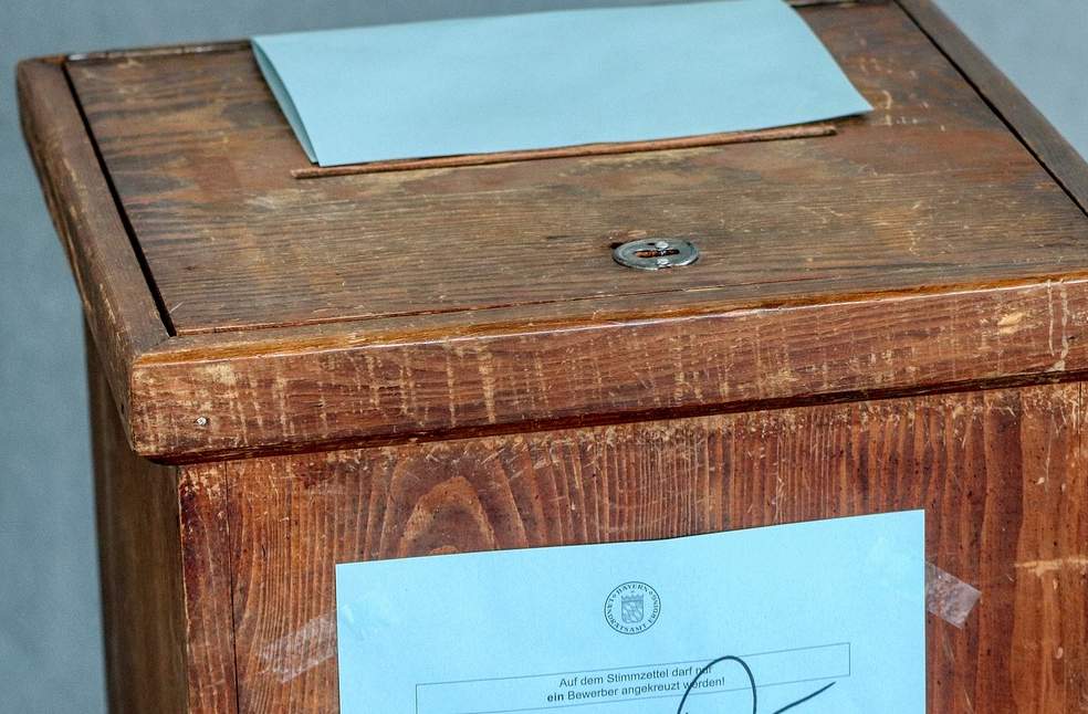 Ballot box at polling station during Vietnam election