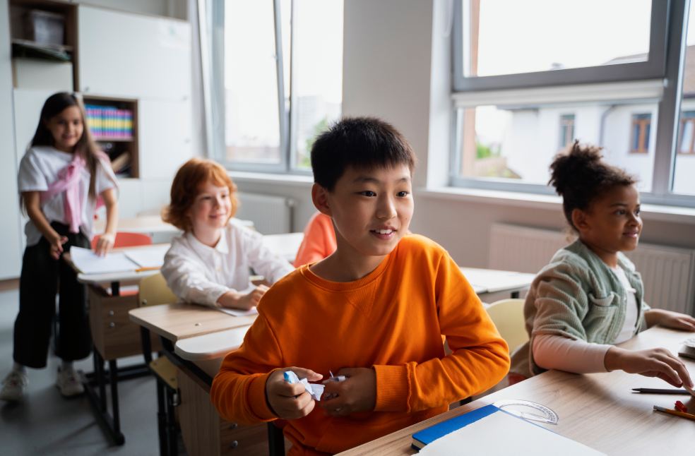 Students studying in classroom 