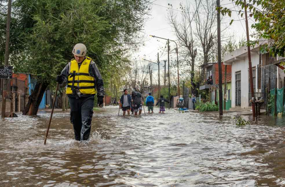 Emergency rescue teams assist residents during severe flooding
