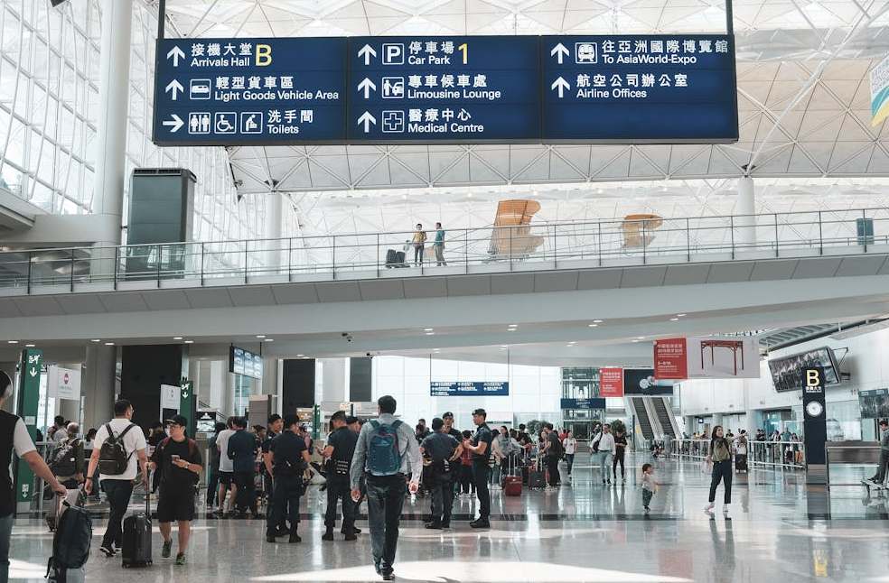 Crowded scene inside Airport