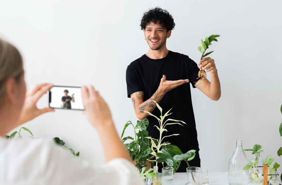 Small business live stream for plant shop