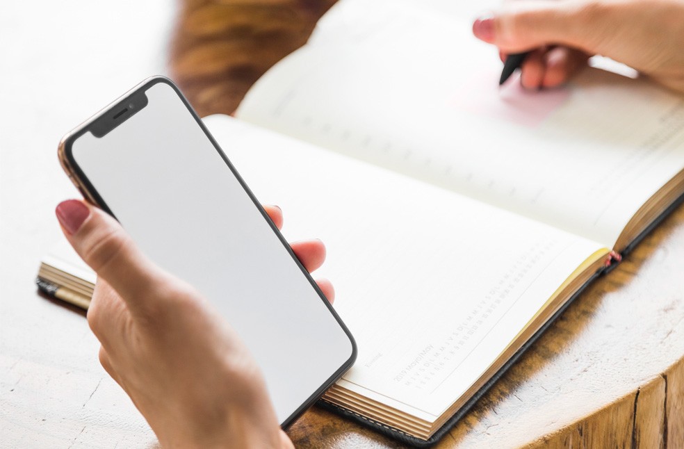 A girl using a smartphone