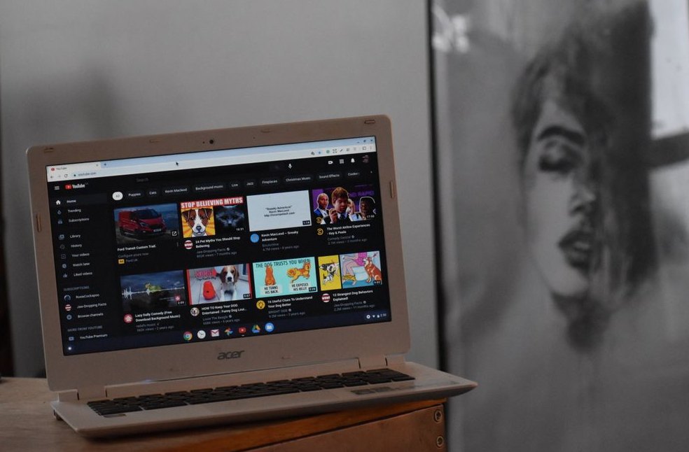 laptop displaying YouTube