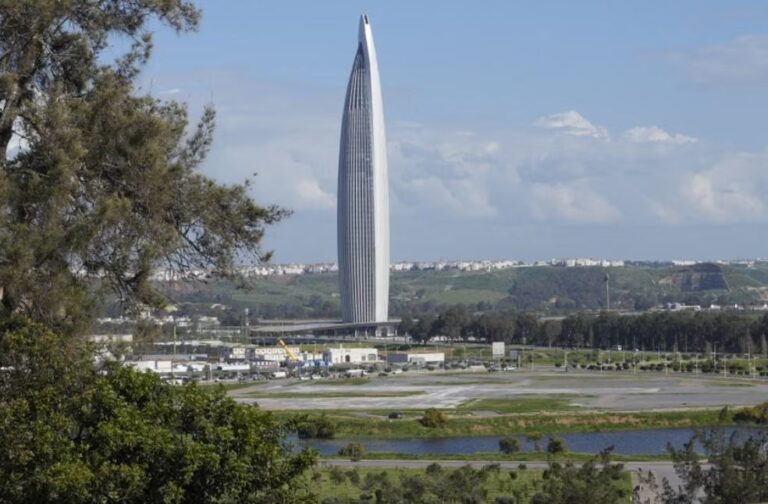 Morocco plans hotel expansion before 2030 World Cup View of the towering Mohammed VI Tower in Rabat surrounded by greenery and clear skies