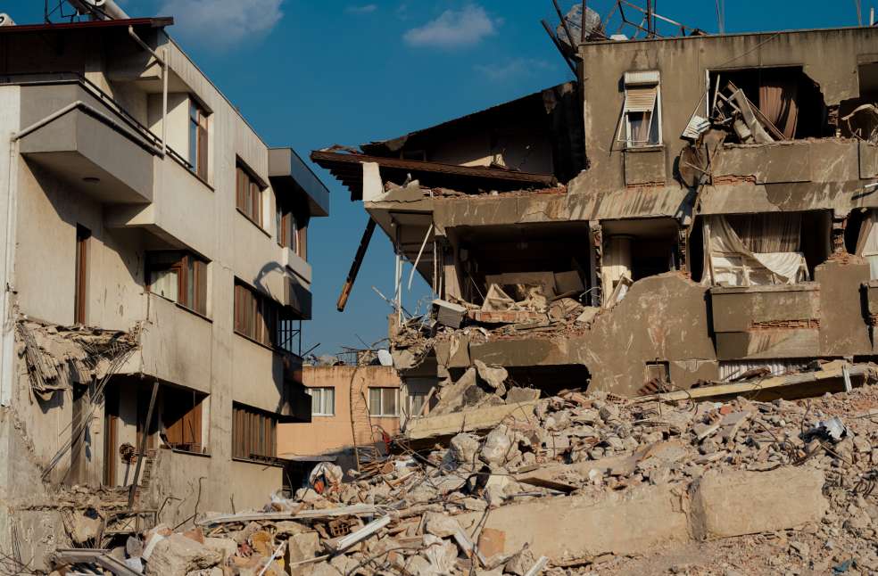 Damaged buildings