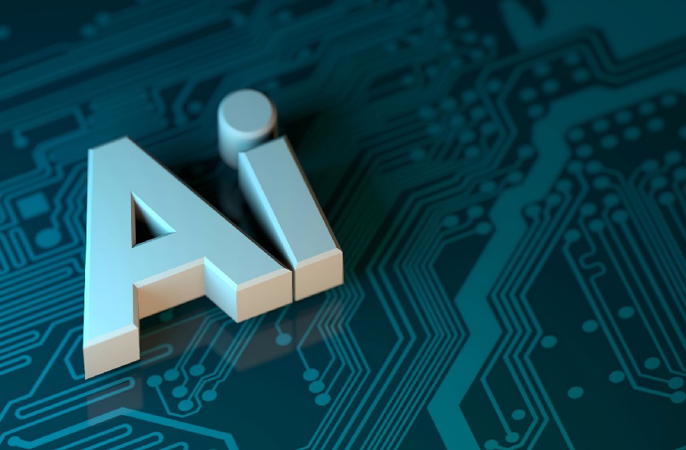Ai 3D image with technology background
