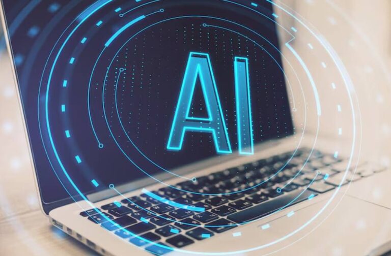 Meta launches AI model designed for on-device agentic tasks Laptop displaying a glowing AI hologram, representing artificial intelligence and machine learning technology