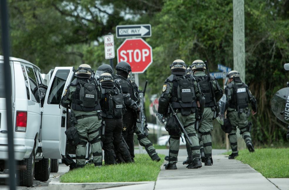 Police tactical unit in action