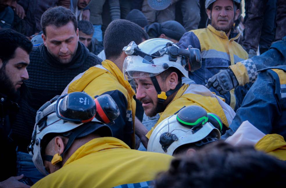 Rescue workers in action during a crisis situation