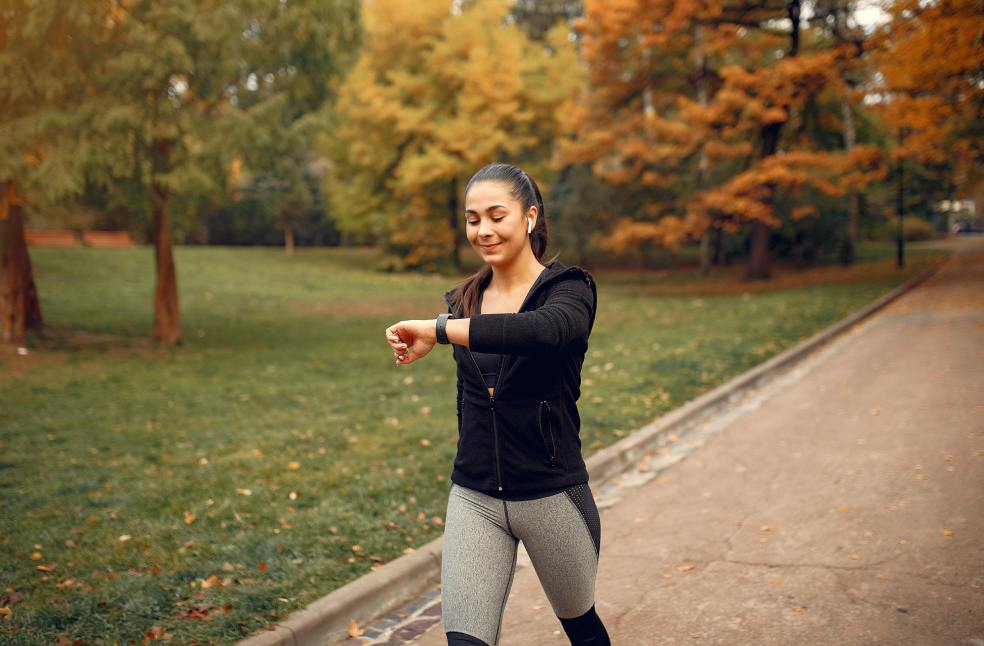 Girl walking in a park