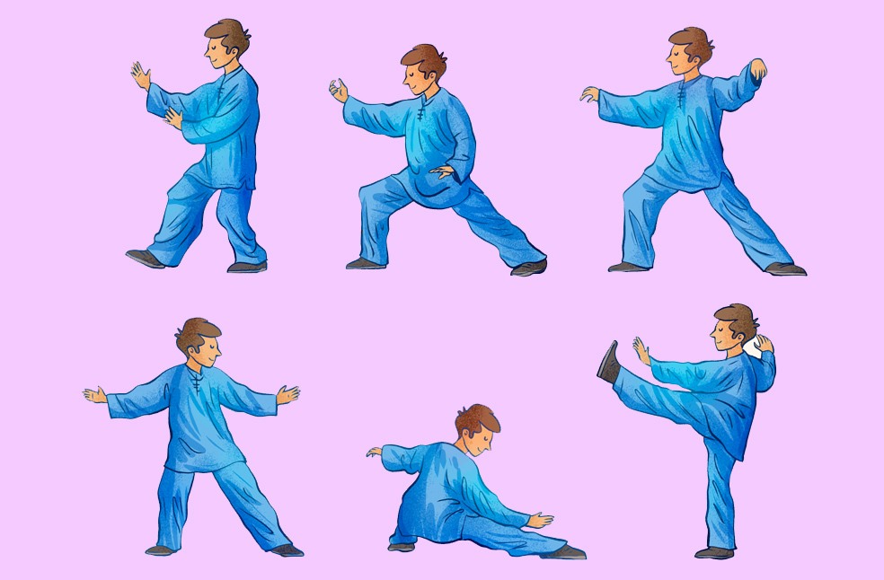 Hand-drawn Tai Chi poses