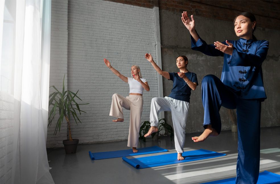 A group of women practicing Tai Chi