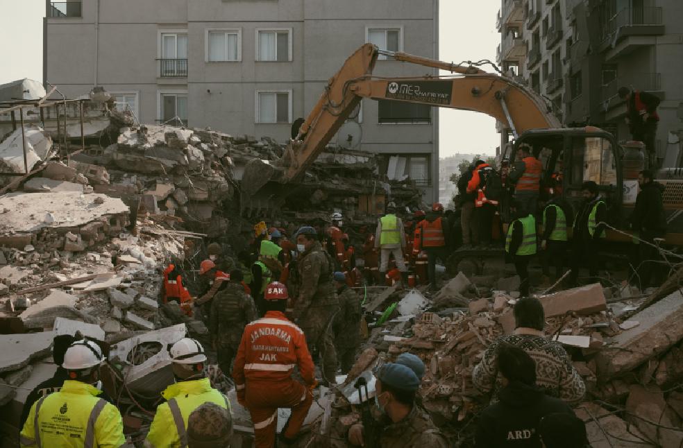 Rescuers work tirelessly amidst rubble in Antakya, Hatay, Türkiye, after an earthquake.