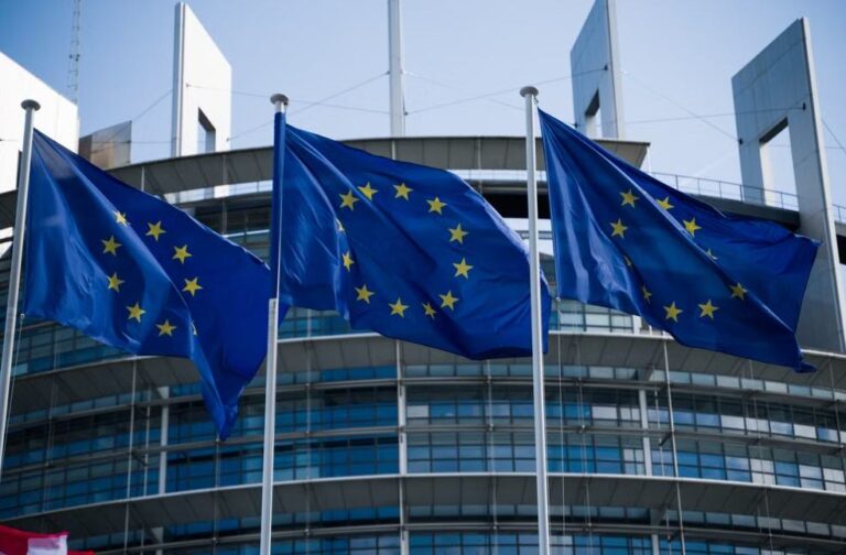 EU plans new climate insurance scheme as weather risks rise European Union flags waving outside the European Parliament