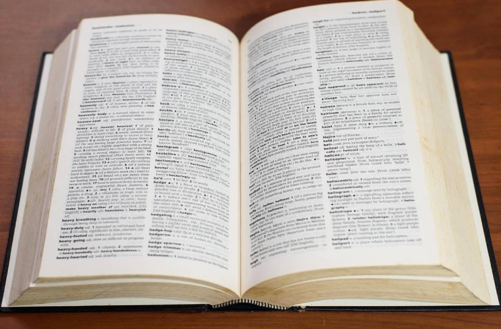 Open dictionary on a table