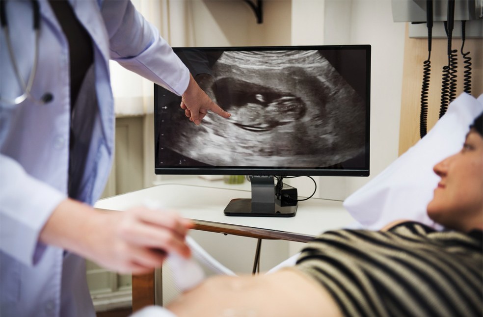 Gynecologist performing ultrasound consultation