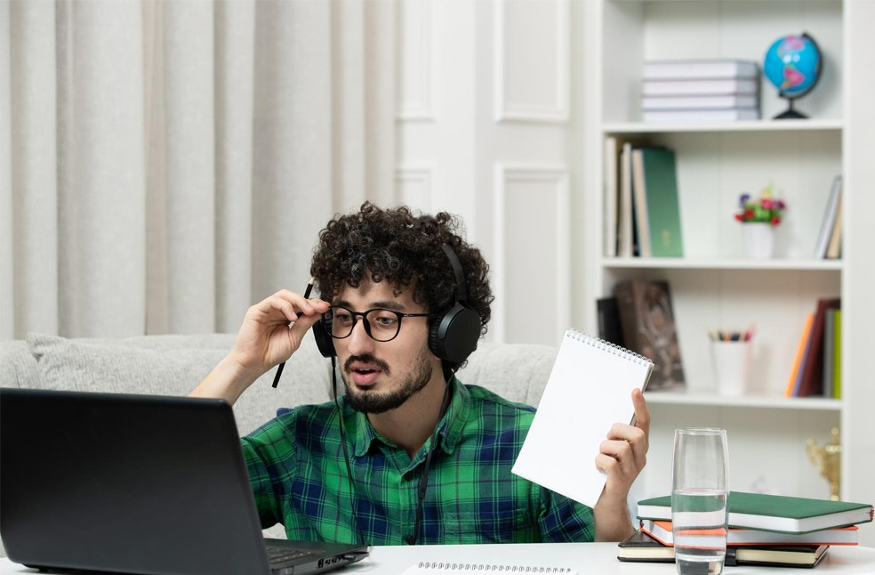 A student checking bills online